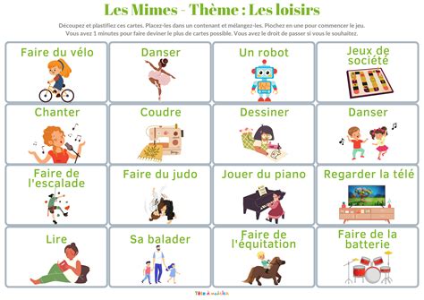 liste de mot à mimer.